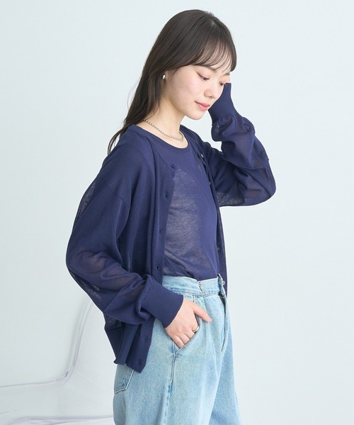 earth music&ecology(アースミュージックアンドエコロジー)の「SET2点シアーニットプルオーバー+カーディガン(カーディガン/ボレロ・レディース・グレー/アイボリー/イエロー/ネイビー/レッド・FREE)」の16枚目の写真