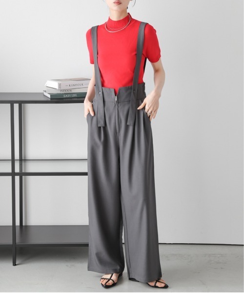 AMELY(エミリー)の「ハイウエストサロペット(サロペット/オーバーオール・レディース・ブラック/イエロー/ベージュ/グレー・L/M)」の3枚目の写真