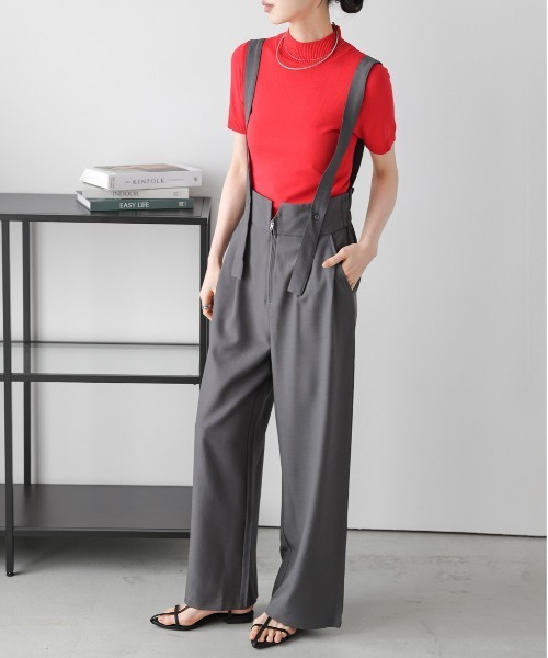 AMELY(エミリー)の「ハイウエストサロペット(サロペット/オーバーオール・レディース・ブラック/イエロー/ベージュ/グレー・L/M)」の10枚目の写真