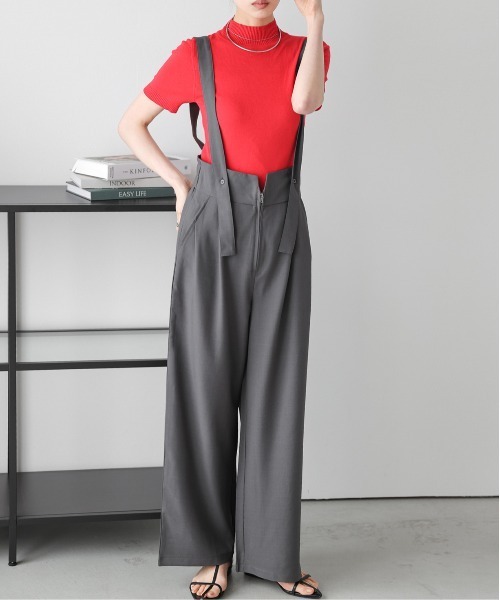 AMELY(エミリー)の「ハイウエストサロペット(サロペット/オーバーオール・レディース・ブラック/イエロー/ベージュ/グレー・L/M)」の12枚目の写真