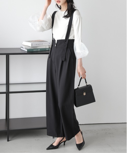 AMELY(エミリー)の「ハイウエストサロペット(サロペット/オーバーオール・レディース・ブラック/イエロー/ベージュ/グレー・L/M)」の6枚目の写真