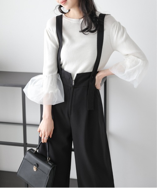 AMELY(エミリー)の「ハイウエストサロペット(サロペット/オーバーオール・レディース・ブラック/イエロー/ベージュ/グレー・L/M)」の9枚目の写真