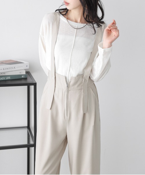 AMELY(エミリー)の「ハイウエストサロペット(サロペット/オーバーオール・レディース・ブラック/イエロー/ベージュ/グレー・L/M)」の17枚目の写真