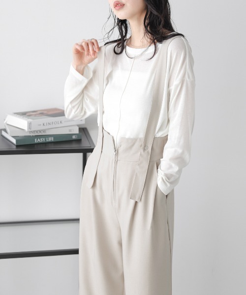 AMELY(エミリー)の「ハイウエストサロペット(サロペット/オーバーオール・レディース・ブラック/イエロー/ベージュ/グレー・L/M)」の18枚目の写真