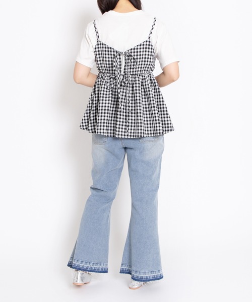 PUNYUS(プニュズ)の「カットオフデニムフレアパンツ(デニムパンツ・レディース・ブラック/ライトブルー・1/2/4/3)」の6枚目の写真