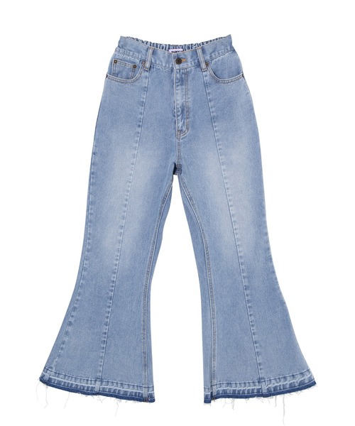 PUNYUS(プニュズ)の「カットオフデニムフレアパンツ(デニムパンツ・レディース・ブラック/ライトブルー・1/2/4/3)」の8枚目の写真