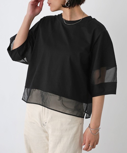 セール】オーガンジーランタンスリーブトップス（Tシャツ