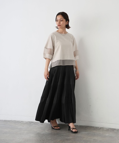 Floran（フローラン）の「オーガンジーランタンスリーブトップス（Tシャツ/カットソー・レディース・ブラック/グレイッシュベージュ/オフホワイト・MEDIUM）」の14枚目の写真