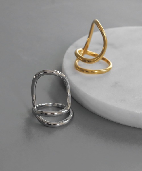 abaskdesign(アバスクデザイン)の「金属アレルギー対応 クロスデザインリング(リング・レディース・シルバー/ゴールド・12号)」の3枚目の写真