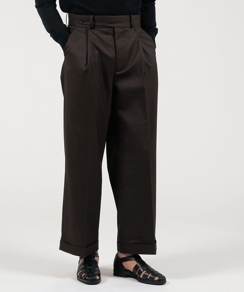 HAVERSACK(ハバーザック)の「HAVERSACK ATTIRE ポリエステルウール 1P ワイドパンツ(スラックス・メンズ・ダークブラウン・M/L)」の10枚目の写真