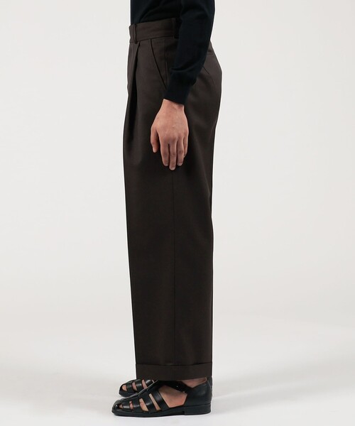 HAVERSACK(ハバーザック)の「HAVERSACK ATTIRE ポリエステルウール 1P ワイドパンツ(スラックス・メンズ・ダークブラウン・M/L)」の4枚目の写真