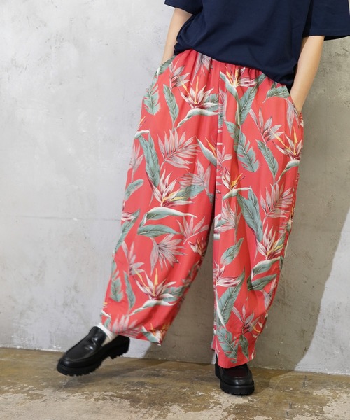 HARVESTY（ハーベスティ）の「HARVESTY / ハーベスティー HAWAIIAN PRINTED RAYON EASY CIRCUS PANTS (A1208) イージーサーカスパンツ アロハレーヨン（その他パンツ・レディース・ネイビー/レッド/オフホワイト・1/0/2）」の3枚目の写真