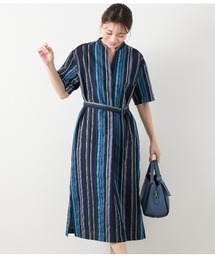 新品同様！NewYorker ワンピース　ネイビー セール】 強撚スムース ハイネック5分袖カットソーワンピース