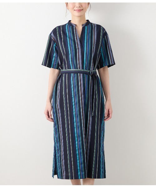 NEWYORKER(ニューヨーカー)の「マルチストライプ シャツワンピース(ワンピース・レディース・ネイビー/ベージュ・11号/9号)」の12枚目の写真