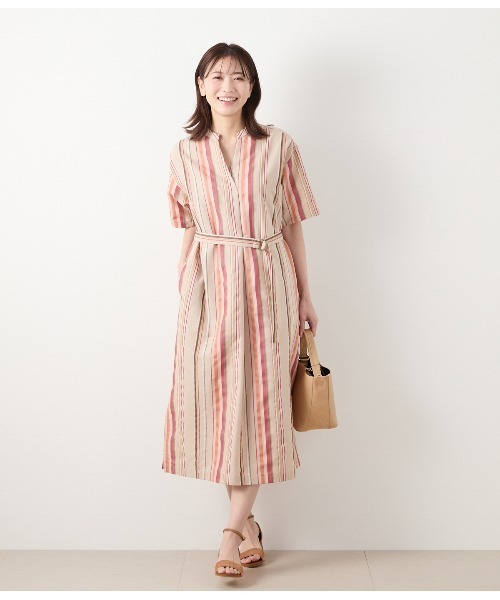 ENGINEERED GARMENTS マルチカラー シャツワンピース サイズ1 Maison de CINQ｜[日本製]バンドカラーシャツワンピース