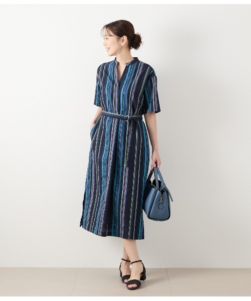 NEWYORKER(ニューヨーカー)の「マルチストライプ シャツワンピース(ワンピース・レディース・ネイビー/ベージュ・11号/9号)」の18枚目の写真