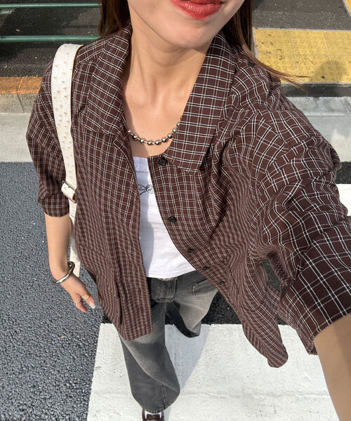 CIAOPANIC（チャオパニック）の「BIGポケットショートスリーブシャツ（シャツ/ブラウス・レディース・ブラック系その他/ブルー/オリーブ/カーキ/ブラック/ブルー系その他/ベージュ/ブラウン・MEDIUM/LARGE）」の4枚目の写真