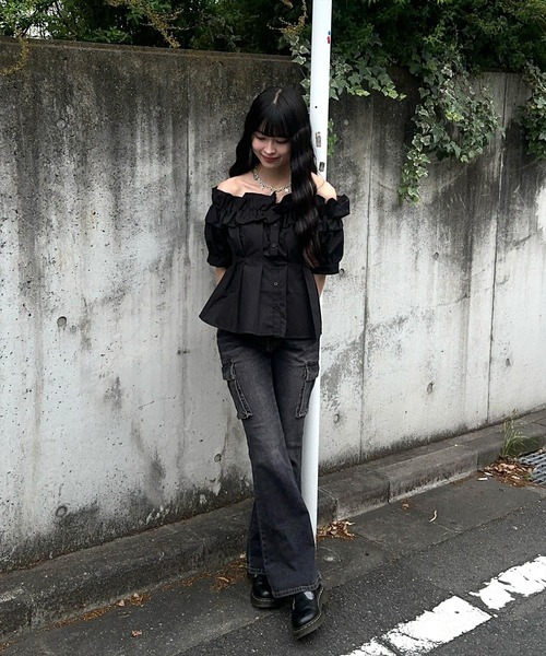 clear（クリア）の「オーバーダイカーゴフレアデニムパンツ [着回し力抜群 大人 カジュアル]≪2025SS新作≫（デニムパンツ・レディース・ブルー/ブラック・S/M）」の21枚目の写真