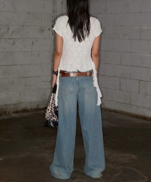 ブラウス シャツ 「NOT KNOWING」Grunge Ruffle Blouse / 「ノットノーイング」グランジラッフル半袖ブラウスシャツ レデ NOT KNOWING】Grunge Ruffle Blouse / 【ノットノーイング