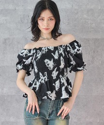 バタフライ ペプラム ブラウス