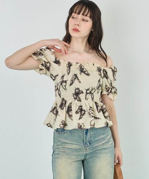 ANAP（アナップ）の「バタフライ ペプラム ブラウス（シャツ/ブラウス・レディース・アイボリー/ブラック・FREE）」の8枚目の写真