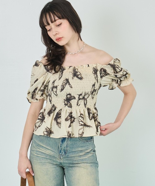 ANAP（アナップ）の「バタフライ ペプラム ブラウス（シャツ/ブラウス・レディース・アイボリー/ブラック・FREE）」の7枚目の写真