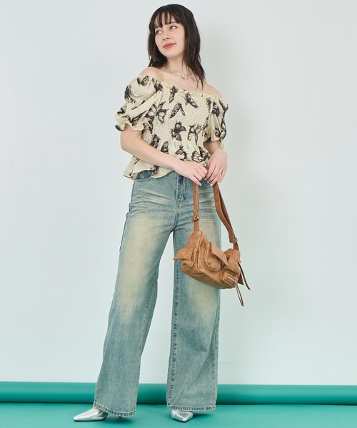 ANAP（アナップ）の「バタフライ ペプラム ブラウス（シャツ/ブラウス・レディース・アイボリー/ブラック・FREE）」の3枚目の写真