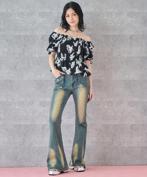 ANAP（アナップ）の「バタフライ ペプラム ブラウス（シャツ/ブラウス・レディース・アイボリー/ブラック・FREE）」の12枚目の写真