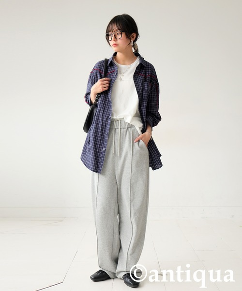 antiqua(アンティカ)の「ワイドスウェットパンツ(スウェットパンツ・レディース・ダークグレー/ブラック/杢グレー・MEDIUM/LARGE)」の22枚目の写真