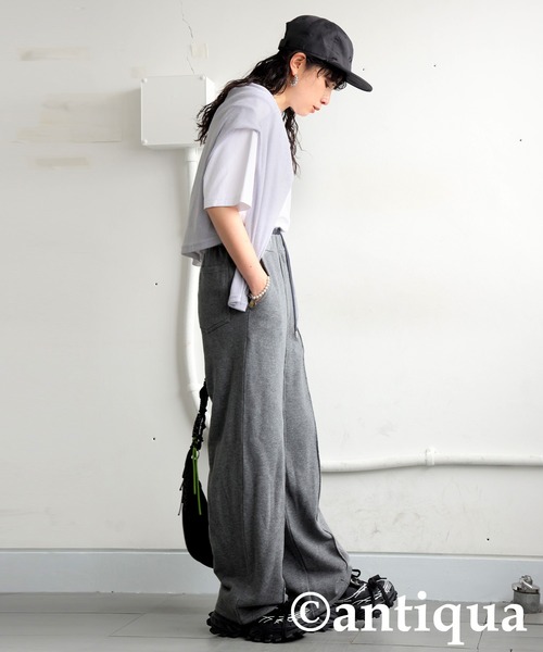 antiqua(アンティカ)の「ワイドスウェットパンツ(スウェットパンツ・レディース・ダークグレー/ブラック/杢グレー・MEDIUM/LARGE)」の19枚目の写真