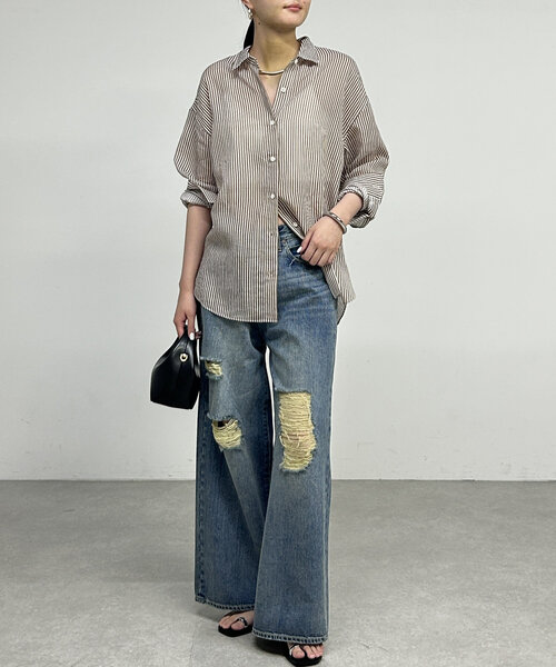 Loungedress　ラウンジドレス　プルオーバー　トップス　リネン　2WAY Loungedress】メッシュリネン2WAYルーズプルオーバー | OUTLET