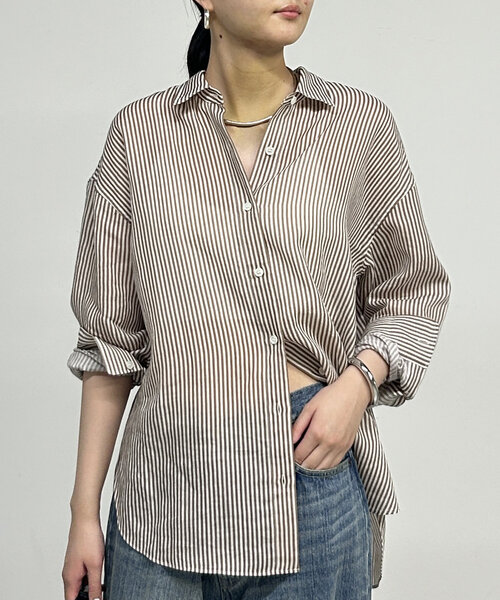新品・タグ付き✨ラウンジドレス　リネン　オーバーシャツ ブルー　ゆったり Loungees Short Sleeve Royal Monotone Lounge House Dress