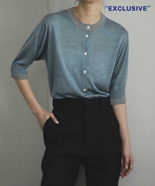 カーディガン 「CINOH/チノ」別注 Washable Silk Half Sleeve Cardigan/ウォッシャブルシルクハーフスリーブカーデ CINOH/チノ】別注 Washable Silk Half Sleeve Cardigan