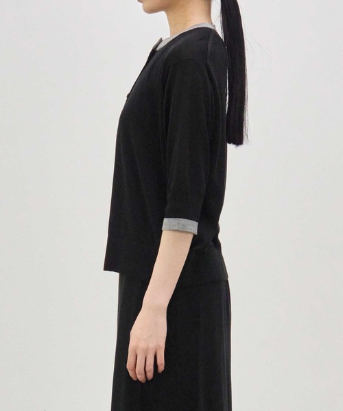 CINOH(チノ)の「【CINOH/チノ】別注 Washable Silk Half Sleeve Cardigan/ウォッシャブルシルクハーフスリーブカーディガン(カーディガン/ボレロ・レディース・ブラック/ブルー/キナリ/ダークグレー・36/38)」の20枚目の写真