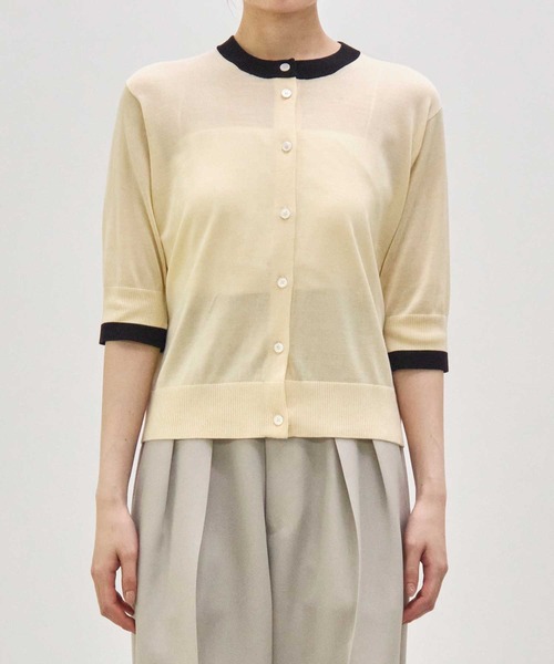 カーディガン 「CINOH/チノ」別注 Washable Silk Half Sleeve Cardigan/ウォッシャブルシルクハーフスリーブカーデ CINOH/チノ】別注 Washable Silk Half Sleeve Cardigan