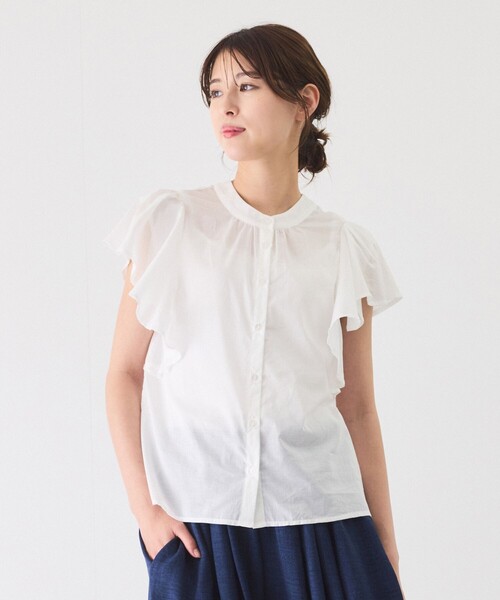 Jayro(ジャイロ)の「ラッフルスリーブブラウス(シャツ/ブラウス・レディース・パープル/ホワイト系その他/ブラック・M)」の8枚目の写真
