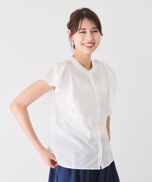 Jayro(ジャイロ)の「ラッフルスリーブブラウス(シャツ/ブラウス・レディース・パープル/ホワイト系その他/ブラック・M)」の9枚目の写真