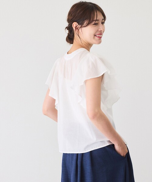 Jayro(ジャイロ)の「ラッフルスリーブブラウス(シャツ/ブラウス・レディース・パープル/ホワイト系その他/ブラック・M)」の10枚目の写真