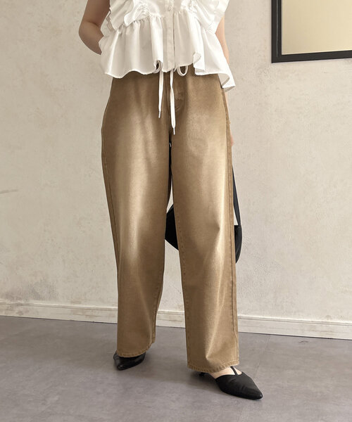 Thevon(ゼボン)の「ウエストリボンワイドデニム(その他パンツ・レディース・ベージュ/ブラック・S/M)」の17枚目の写真