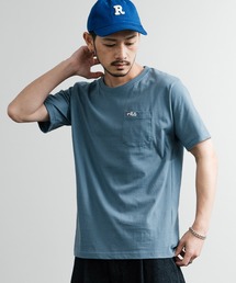 FILA フィラ ポケット付きワンポイントロゴ刺繍クルーネック半袖Tシャツ