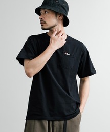 FILA フィラ ポケット付きワンポイントロゴ刺繍クルーネック半袖Tシャツ