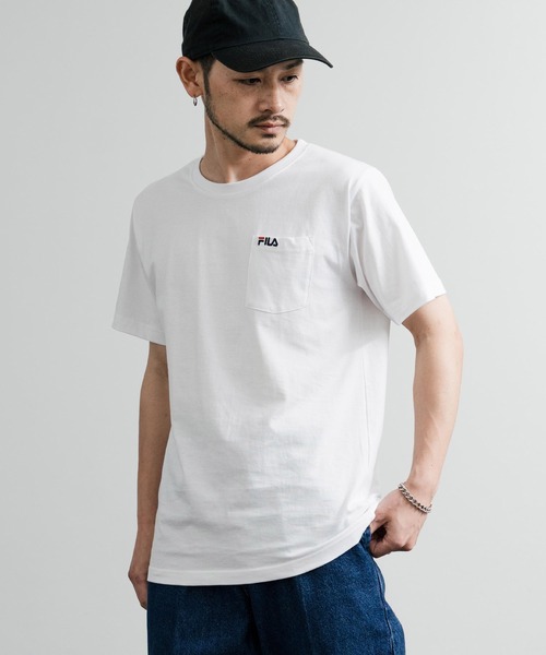 FILA(フィラ)の「FILA フィラ ポケット付きワンポイントロゴ刺繍クルーネック半袖Tシャツ(Tシャツ/カットソー・メンズ・ブラック/ホワイト/ブルーグレー/グレイッシュベージュ/杢グレー/ネイビー・M/L/LL)」の8枚目の写真