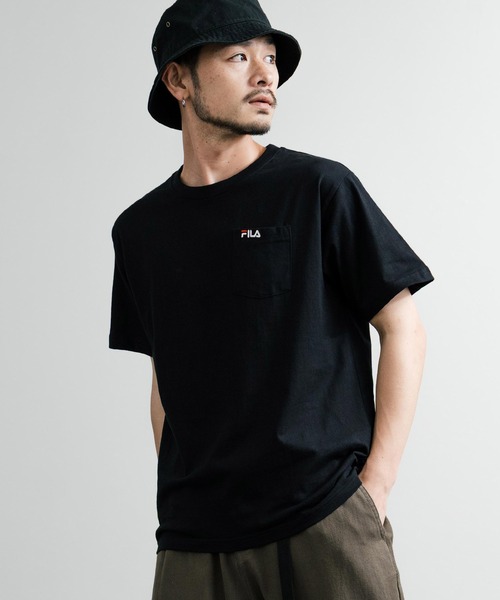 FILA(フィラ)の「FILA フィラ ポケット付きワンポイントロゴ刺繍クルーネック半袖Tシャツ(Tシャツ/カットソー・メンズ・ブラック/ホワイト/ブルーグレー/グレイッシュベージュ/杢グレー/ネイビー・M/L/LL)」の10枚目の写真