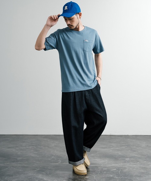 FILA(フィラ)の「FILA フィラ ポケット付きワンポイントロゴ刺繍クルーネック半袖Tシャツ(Tシャツ/カットソー・メンズ・ブラック/ホワイト/ブルーグレー/グレイッシュベージュ/杢グレー/ネイビー・M/L/LL)」の15枚目の写真