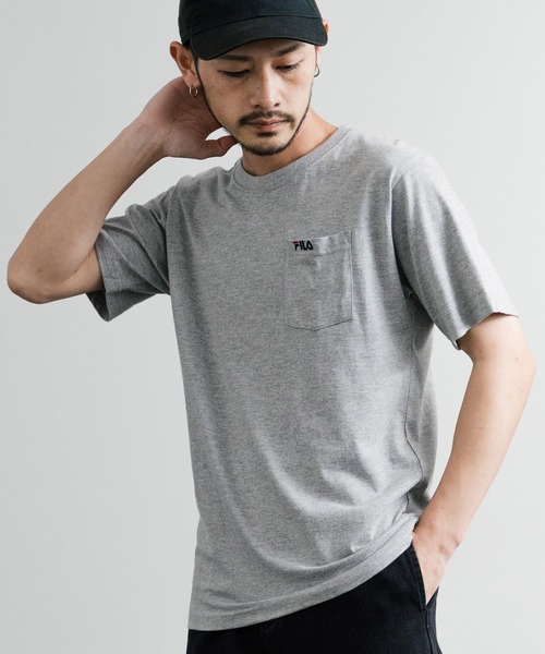 FILA(フィラ)の「FILA フィラ ポケット付きワンポイントロゴ刺繍クルーネック半袖Tシャツ(Tシャツ/カットソー・メンズ・ブラック/ホワイト/ブルーグレー/グレイッシュベージュ/杢グレー/ネイビー・M/L/LL)」の17枚目の写真