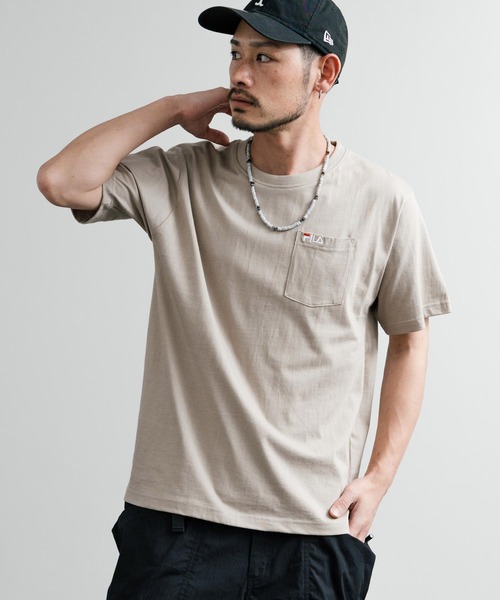 FILA(フィラ)の「FILA フィラ ポケット付きワンポイントロゴ刺繍クルーネック半袖Tシャツ(Tシャツ/カットソー・メンズ・ブラック/ホワイト/ブルーグレー/グレイッシュベージュ/杢グレー/ネイビー・M/L/LL)」の19枚目の写真