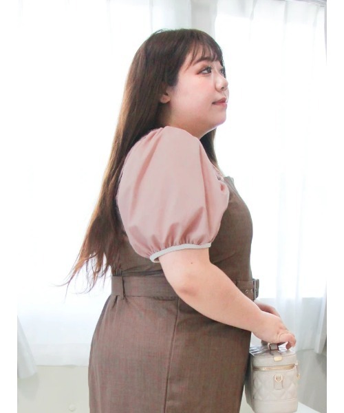 Re-J&SUPURE（リジェイアンドスプル）の「【大きいサイズ】【Kannaコラボ】楊柳異素材切替プルオーバー（Tシャツ/カットソー・レディース・オフホワイト/ブラック/ピンク・XX-LARGE/XXX-LARGE/XXXX-LARGE）」の21枚目の写真