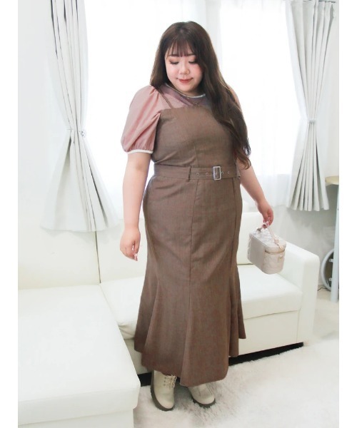 Re-J&SUPURE（リジェイアンドスプル）の「【大きいサイズ】【Kannaコラボ】楊柳異素材切替プルオーバー（Tシャツ/カットソー・レディース・オフホワイト/ブラック/ピンク・XX-LARGE/XXX-LARGE/XXXX-LARGE）」の18枚目の写真