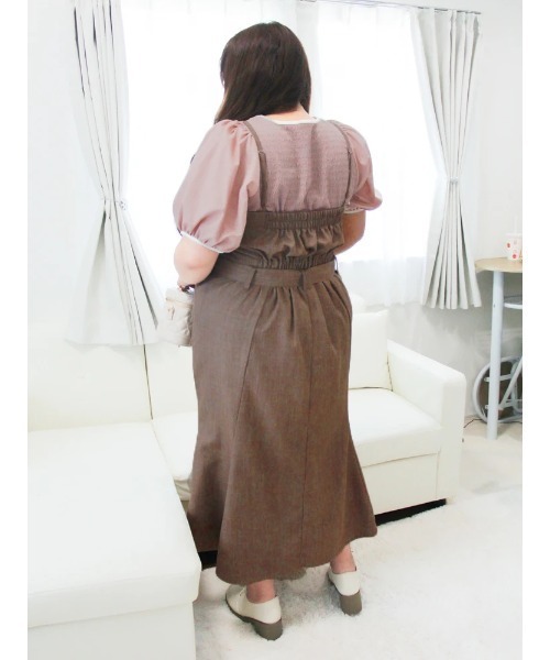Re-J&SUPURE（リジェイアンドスプル）の「【大きいサイズ】【Kannaコラボ】楊柳異素材切替プルオーバー（Tシャツ/カットソー・レディース・オフホワイト/ブラック/ピンク・XX-LARGE/XXX-LARGE/XXXX-LARGE）」の15枚目の写真