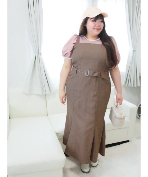 Re-J&SUPURE（リジェイアンドスプル）の「【大きいサイズ】【Kannaコラボ】楊柳異素材切替プルオーバー（Tシャツ/カットソー・レディース・オフホワイト/ブラック/ピンク・XX-LARGE/XXX-LARGE/XXXX-LARGE）」の14枚目の写真